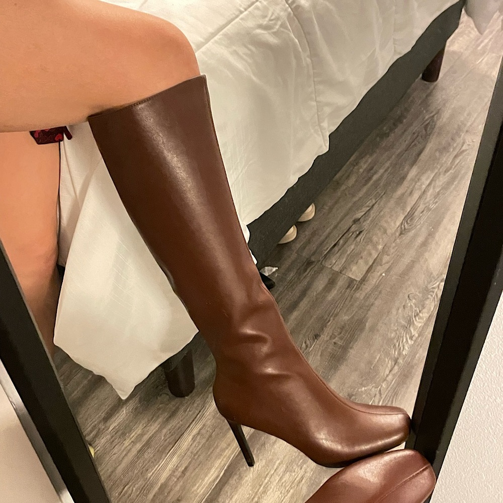 Chocolate brown knee high boots